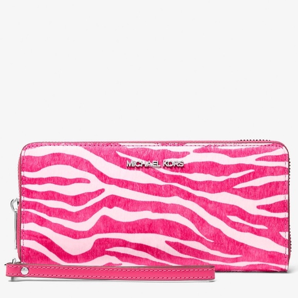 Michael Kors Jet Set Travel Zebra Print Calf Hair Continental Wallet - Picture 1 of 2